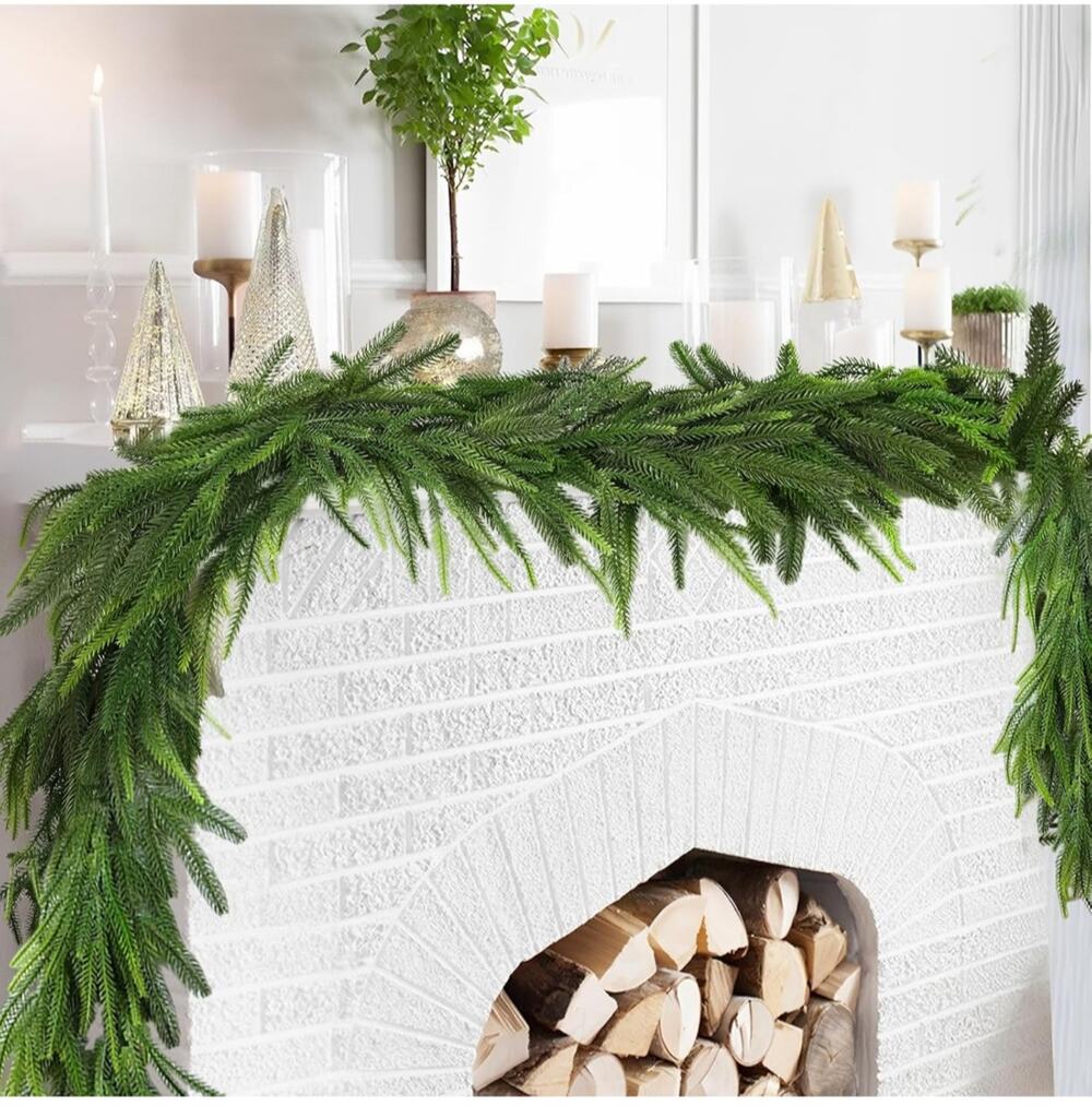 9 FT (270 CM) Norfolk Pine Artificial Christmas Faux Greenery Garland wreath
